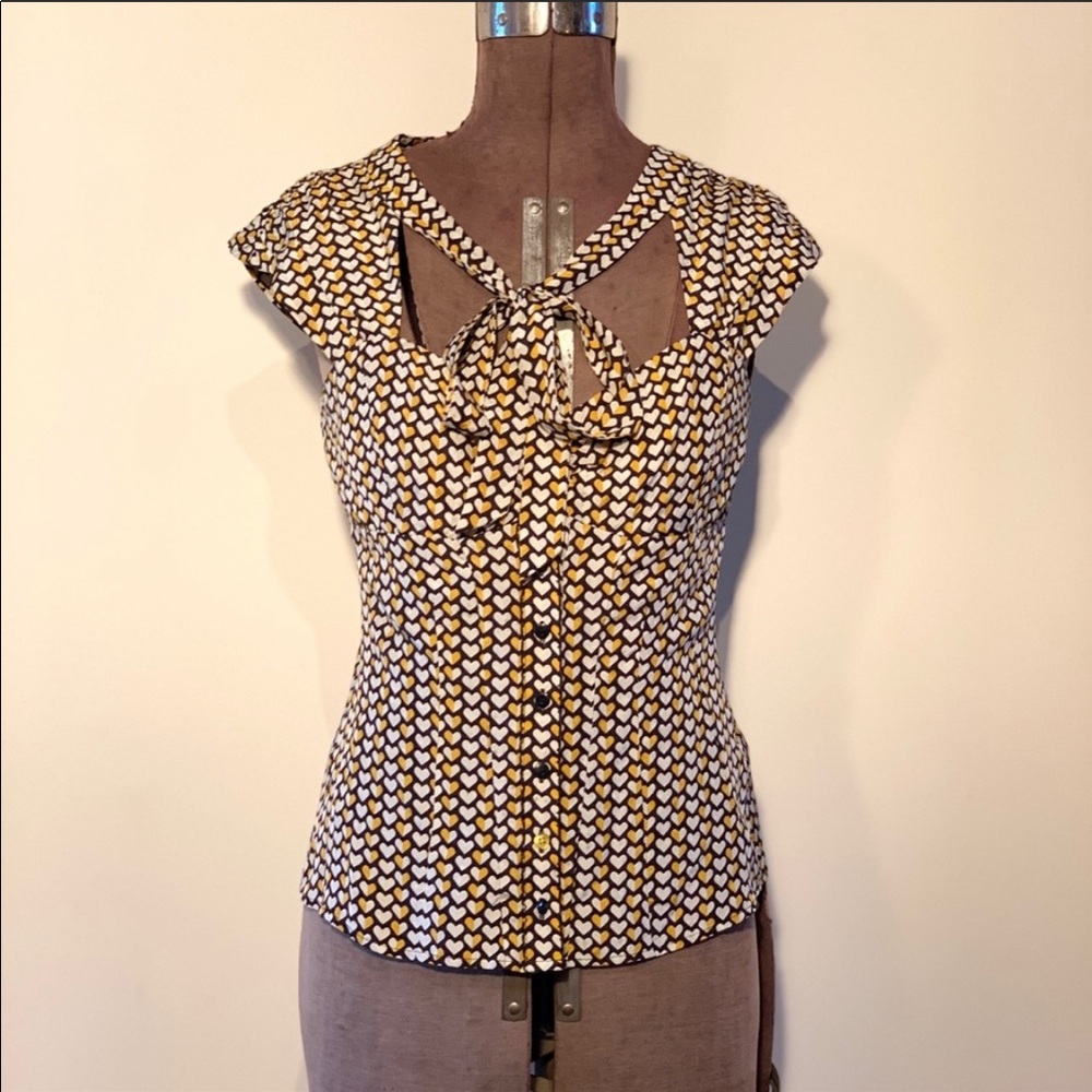 Silk anthropolgie Odille pussybow blouse